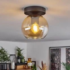 Suspension Verre 15 cm Koyoto Ambre, 1 lumière