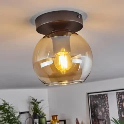 Suspension Verre 15 cm Koyoto Ambre, 1 lumière