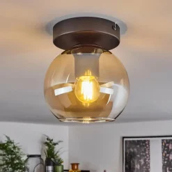 Suspension Verre 15 cm Koyoto Ambre, 1 lumière