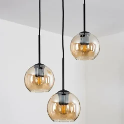 Suspension Verre 15 cm Koyoto Ambre, 3 lumières