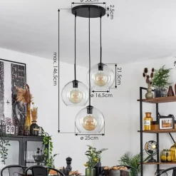 Suspension Verre 25 cm Koyoto Clair, 3 lumières
