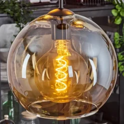 Suspension Verre 25 cm Koyoto Ambre, 3 lumières