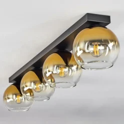 Suspension Verre 15 cm Koyoto Or, Clair, 4 lumières