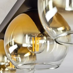 Suspension Verre 15 cm Koyoto Or, Clair, 3 lumières