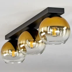 Suspension Verre 15 cm Koyoto Or, Clair, 3 lumières