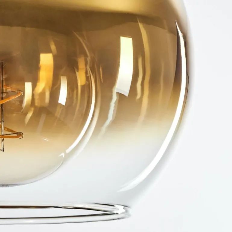 Suspension Verre 25 cm Koyoto Or, Clair, 2 lumières