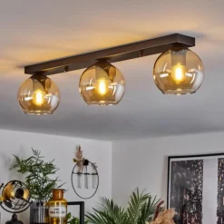 Suspension Verre 15 cm Koyoto Ambre, 3 lumières