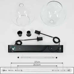 Suspension Verre 25 cm Koyoto Clair, 2 lumières