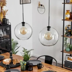 Suspension Verre 30 cm Koyoto Clair, 2 lumières