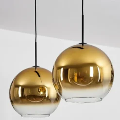 Suspension Verre 30 cm Koyoto Or, Clair, 2 lumières