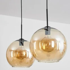 Suspension Verre 30 cm Koyoto Ambre, 2 lumières