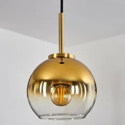 Suspension Verre 15 cm Koyoto Or, Noir, 1 lumière