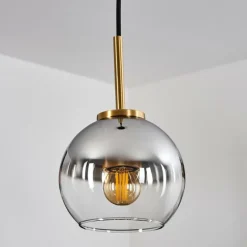 Suspension Verre 15 cm Koyoto Or, Noir, 1 lumière
