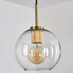 Suspension Verre 20 cm Koyoto Or, Noir, 1 lumière