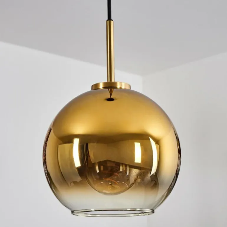 Suspension Verre 20 cm Koyoto Or, Noir, 1 lumière