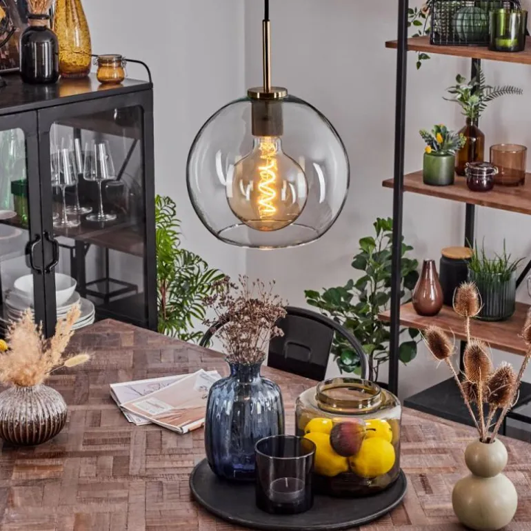 Suspension Verre 25 cm Koyoto Vieux laiton, 1 lumière