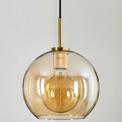 Suspension Verre 25 cm Koyoto Or, Noir, 1 lumière