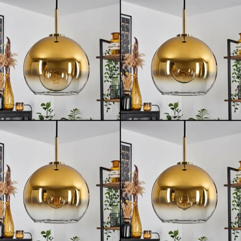 Suspension Verre 25 cm Koyoto Vieux laiton, 1 lumière