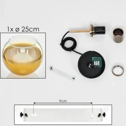 Suspension Verre 25 cm Koyoto Vieux laiton, 1 lumière