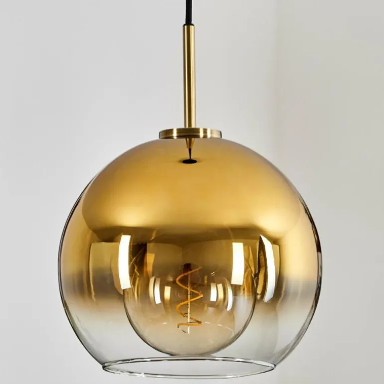 Suspension Verre 25 cm Koyoto Vieux laiton, 1 lumière