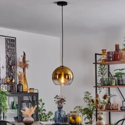 Suspension Verre 25 cm Koyoto Vieux laiton, 1 lumière