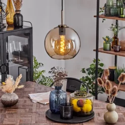 Suspension Verre 25 cm Koyoto Vieux laiton, 1 lumière