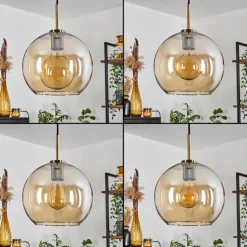 Suspension Verre 25 cm Koyoto Vieux laiton, 1 lumière