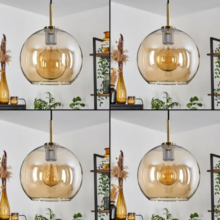 Suspension Verre 25 cm Koyoto Vieux laiton, 1 lumière