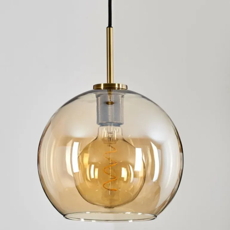 Suspension Verre 25 cm Koyoto Vieux laiton, 1 lumière