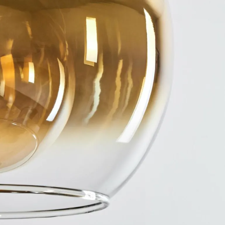 Suspension Verre 25 cm Koyoto Or, Noir, 1 lumière