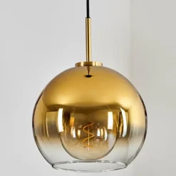 Suspension Verre 25 cm Koyoto Or, Noir, 1 lumière