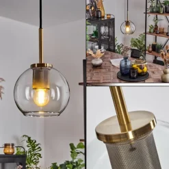 Suspension Verre 15 cm Koyoto Vieux laiton, 1 lumière