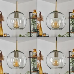 Suspension Verre 20 cm Koyoto Vieux laiton, 1 lumière
