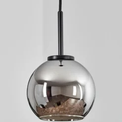 Suspension Verre 15 cm Koyoto Acier inoxydable, Noir, 1 lumière