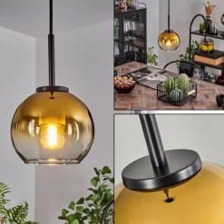 Suspension Verre 15 cm Koyoto Acier inoxydable, Noir, 1 lumière