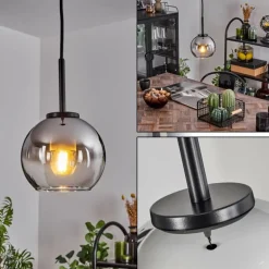 Suspension Verre 15 cm Koyoto Acier inoxydable, Noir, 1 lumière