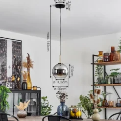 Suspension Verre 20 cm Koyoto Vieux laiton, 1 lumière