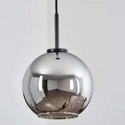 Suspension Verre 20 cm Koyoto Acier inoxydable, Noir, 1 lumière