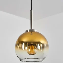 Suspension Verre 15 cm Koyoto Noir, Argenté, 1 lumière