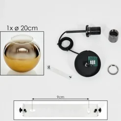 Suspension Verre 20 cm Koyoto Acier inoxydable, Noir, 1 lumière