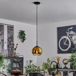 Suspension Verre 20 cm Koyoto Acier inoxydable, Noir, 1 lumière