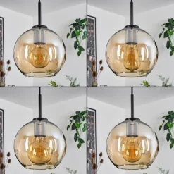 Suspension Verre 20 cm Koyoto Acier inoxydable, Noir, 1 lumière