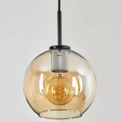 Suspension Verre 20 cm Koyoto Acier inoxydable, Noir, 1 lumière