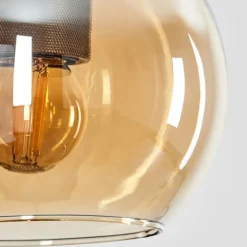 Suspension Verre 15 cm Koyoto Acier inoxydable, Noir, 1 lumière