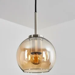 Suspension Verre 15 cm Koyoto Noir, Argenté, 1 lumière