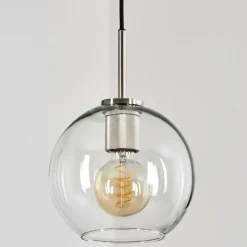 Suspension Verre 20 cm Koyoto Noir, Argenté, 1 lumière