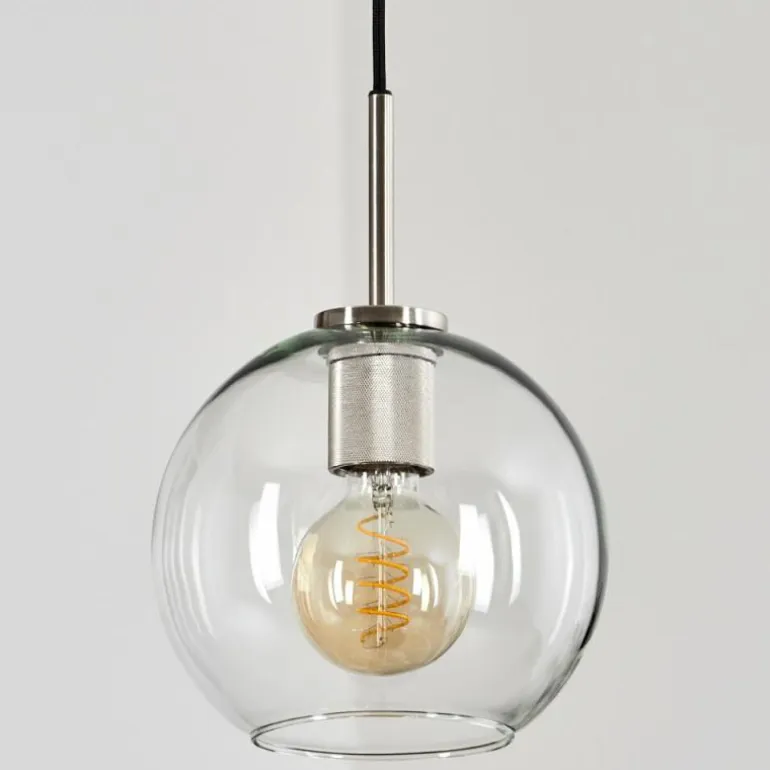 Suspension Verre 20 cm Koyoto Noir, Argenté, 1 lumière