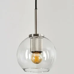 Suspension Verre 15 cm Koyoto Noir, Argenté, 1 lumière