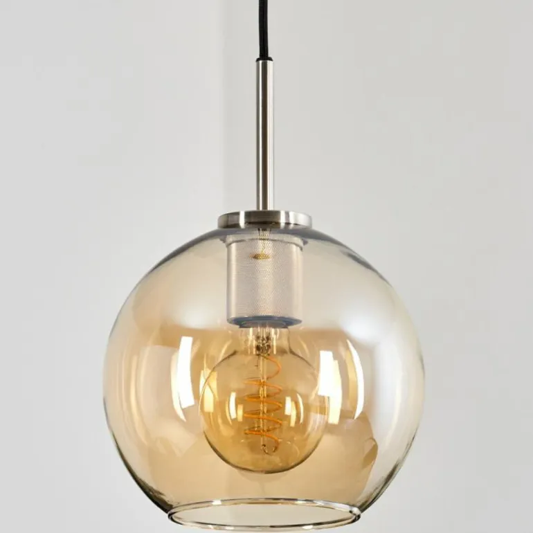 Suspension Verre 20 cm Koyoto Noir, Argenté, 1 lumière