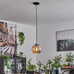 Suspension Verre 20 cm Koyoto Noir, Argenté, 1 lumière